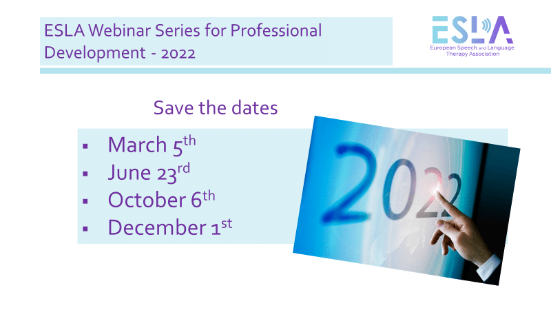 ESLA Webinars 2022 - dates